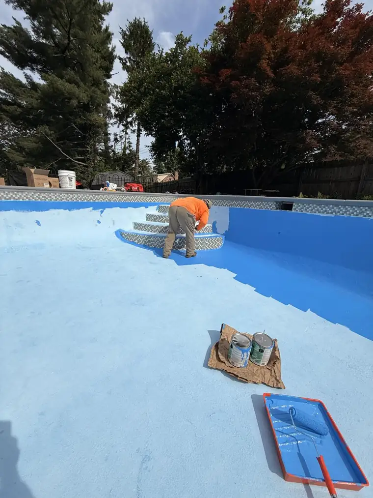 Pool resurfacing in progress