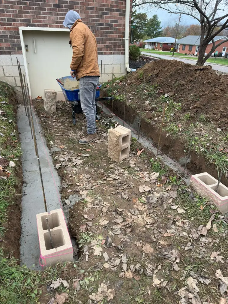 Pouring reinforced footers